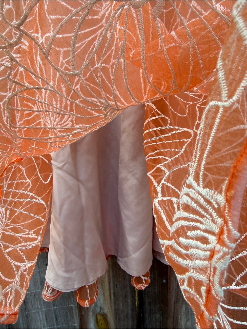 Anthropologie Moulinette Soeurs Calendula Orange Embroidered Organza Dress 4 - Picture 9 of 13